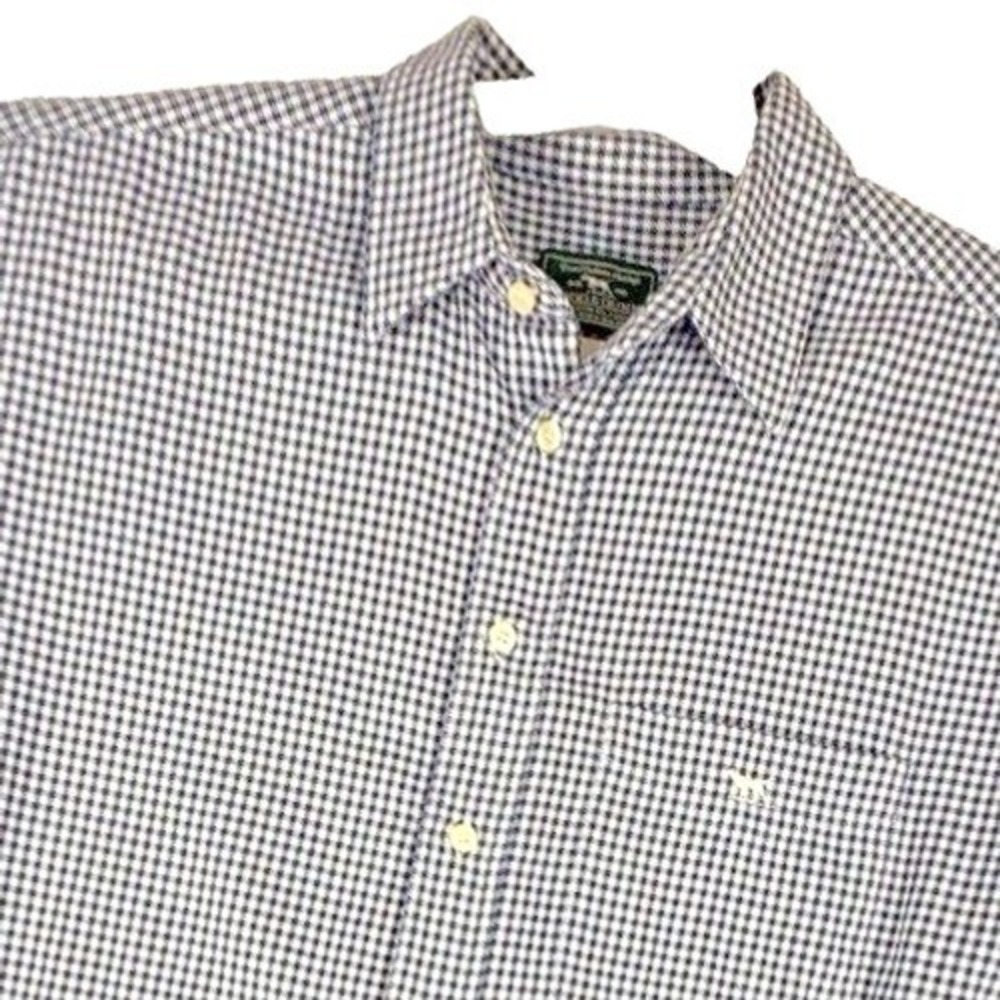 Rodd & Gunn Button Up Shirt Men XL Blue Wht Houndstooth Plaid Cotton Long Sleeve